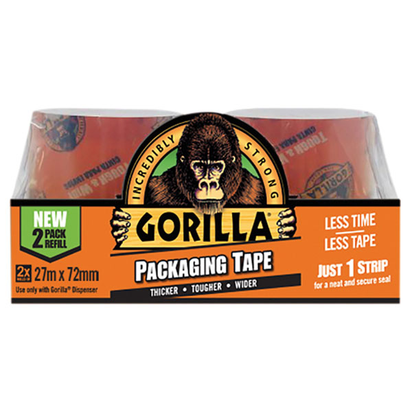  3044820 Gorilla Packaging Tape Refill 72mm x 27m (Pack 2)