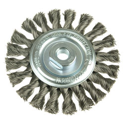 Knot Wheel Brush 100 x 12mm M14 Bore, 0.50 Steel Wire