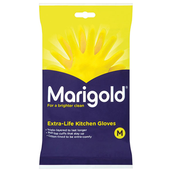 Marigold 145407 Extra-Life Kitchen Rubber Gloves - Medium (6 Pairs)