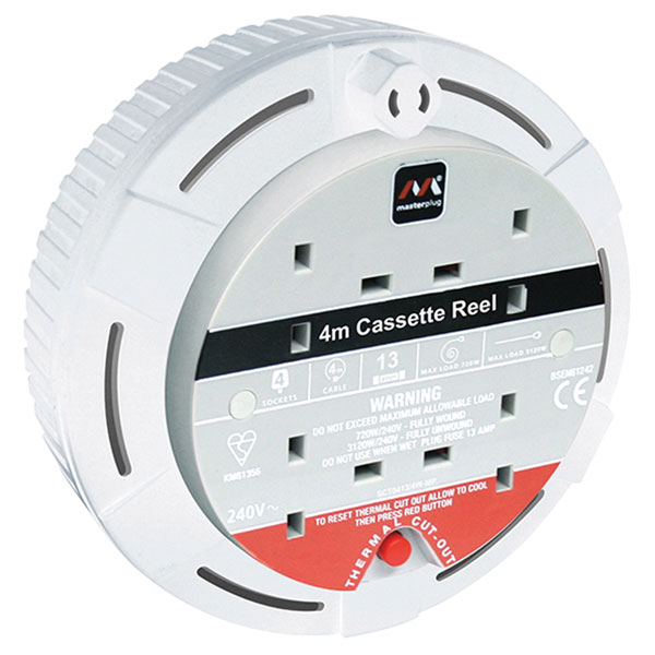 Masterplug SCT0413/4W-MP Cassette Cable Reel 240V 13A 4-Socket The...