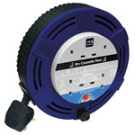Cassette Cable Reel 240V 10A 4-Socket Thermal Cut-Out Blue 15m