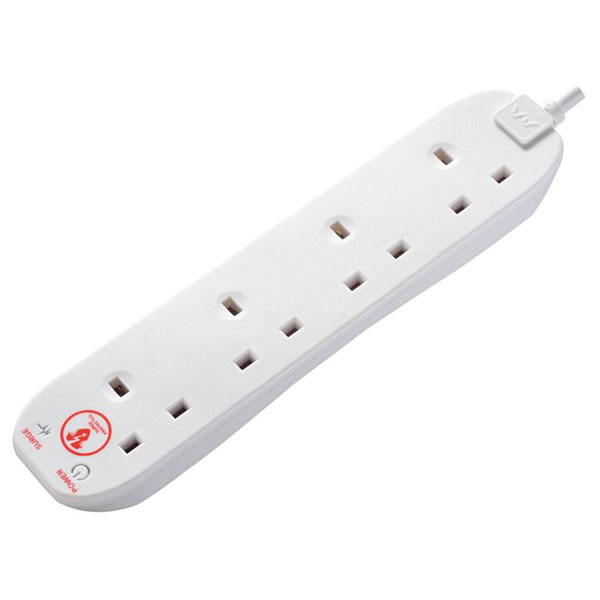 Slide Masterplug SRG6210N-MP Extension Lead 240V 6-Gang 13A White Surge ...