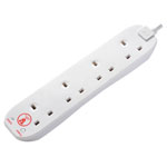 Extension Lead 240V 4-Gang 13A White Surge Protected 2m