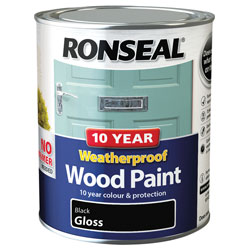 10 Year Weatherproof Wood Paint Black Gloss 750ml