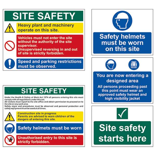 Scan 13974 Construction Site Pack of PVC Safety Signs (5 Pack)