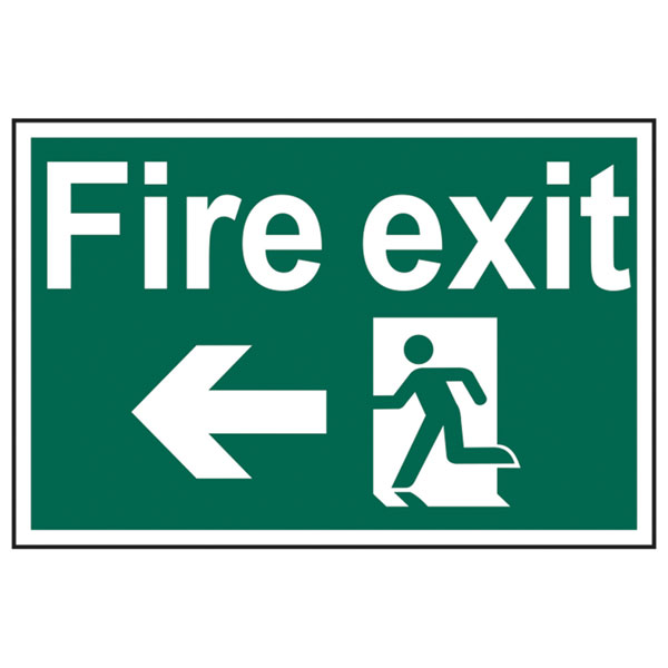 Scan 1506 Fire Exit Running Man Arrow Left - PVC 300 x 200mm