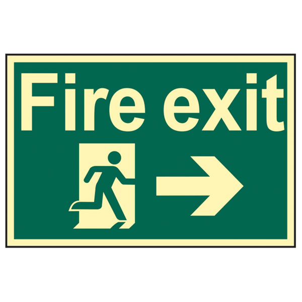 Scan 1581 Fire Exit Running Man Arrow Right - Photoluminescent 300...