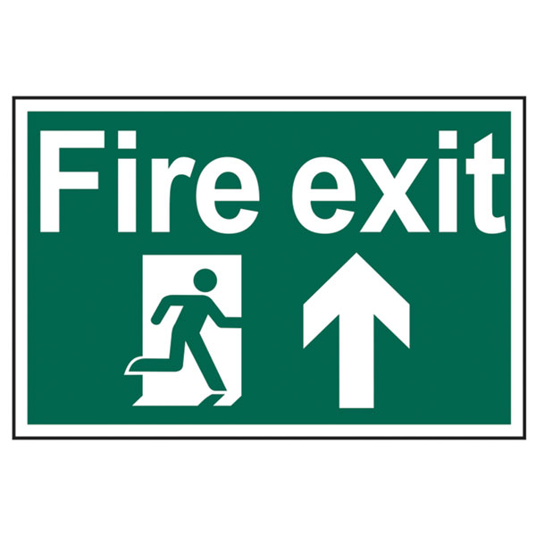 Scan 1505 Fire Exit Running Man Arrow Up - PVC 300 x 200mm