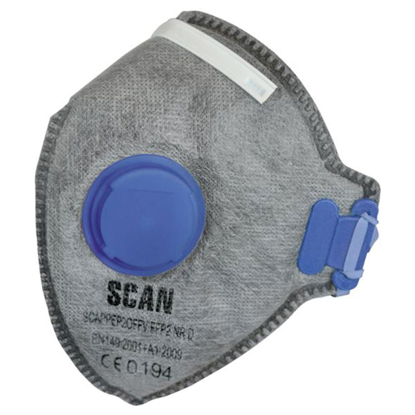 Scan 2EFAB2 Fold Flat Disposable Odour Mask Valved FFP2 Protection...