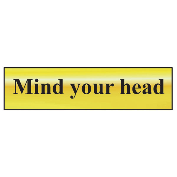 Scan 6030 Mind Your Head - Polished Brass Effect 200 x 50mm