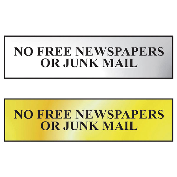 Scan 6023C No Free Newspapers Or Junk Mail - Polished Chrome Effec...