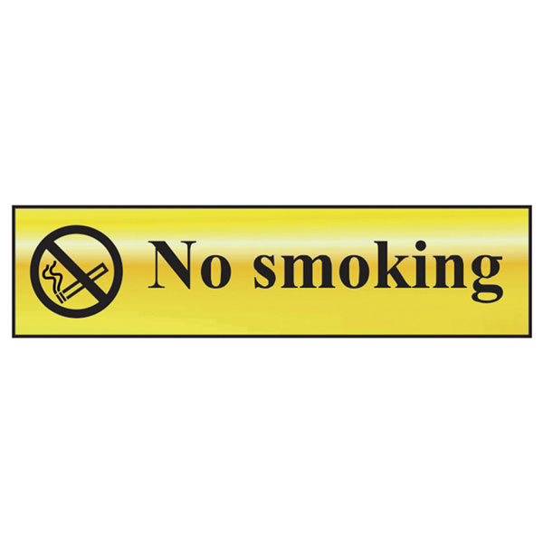 Scan 6000 No Smoking - Polished Brass Effect 200 x 50mm
