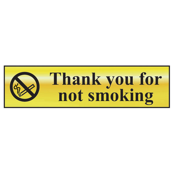 Scan 6001 Thank You For Not Smoking - Polished Brass Effect 200 x 50mm