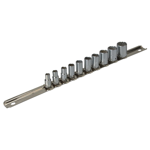  96015310 Bi-Hexagon Socket Set of 10 with Clip Strip AF 1/4in Drive