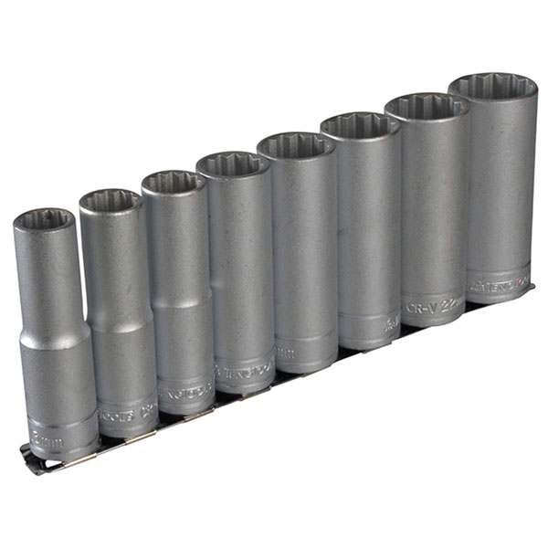 Teng M1207 Socket Clip Rail Set of 8 Metric 1/2in Drive