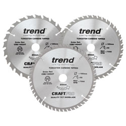 CraftPro Cordless Saw Blade 165 x 20mm x 24T/40T/52T (Pack 3)