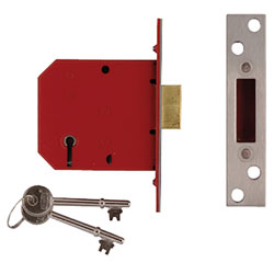 2101 5 Lever Mortice Deadlock Satin Brass Finish 65mm 2.5in Box