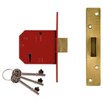 2134E 5 Lever BS Mortice Deadlock Satin Brass Finish 67mm 2.5in Box