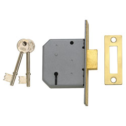 2177 3 Lever Mortice Deadlock Polished Brass 65mm 2.5in Box