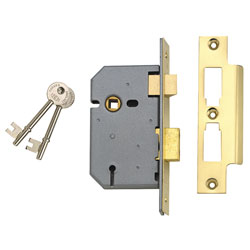 2277 3 Lever Mortice Sashlock Polished Brass 65mm 2.5in Box