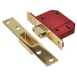 StrongBOLT 2100S BS 5 Lever Mortice Deadlock 68mm 2.5in Satin Brass Box