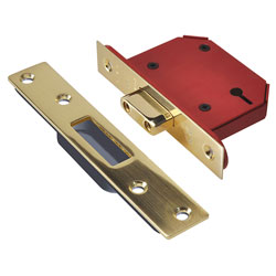 StrongBOLT 2103S 3 Lever Mortice Deadlock Polished Brass 68mm 2.5in Visi