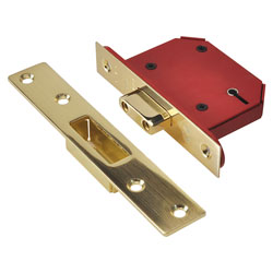 StrongBOLT 2105S Polished Brass 5 Lever Mortice Deadlock Visi 68mm 2.5in