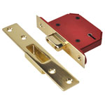 StrongBOLT 2105S Polished Brass 5 Lever Mortice Deadlock Visi 68mm 2.5in