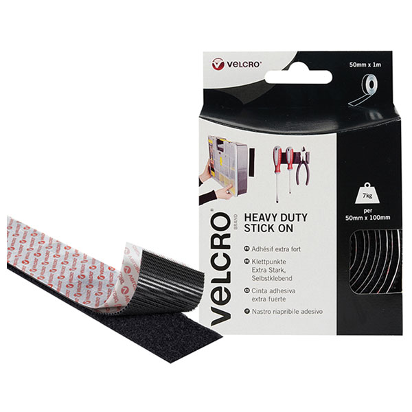 VELCRO® Brand 60244 Heavy-Duty Stick On Tape 50mm x 5m White