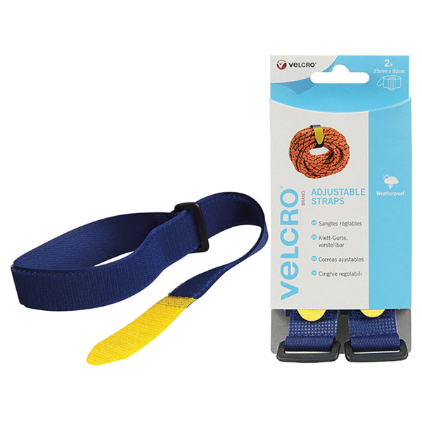 VELCRO® Brand 60328 Adjustable Straps (2) 25mm x 46cm Blue