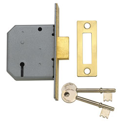 PM322 3 Lever Mortice Deadlock Polished Brass 65mm 2.5in