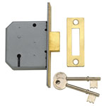 PM322 3 Lever Mortice Deadlock Polished Brass 65mm 2.5in