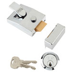 89 Deadlock Nightlatch 60mm Backset Chrome Finish Box