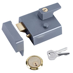 P1 Double Security Nightlatch 60mm Backset DMG Dark Grey Finish Visi