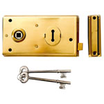 P401 Rim Lock Polished Brass Finish 138 x 76mm Visi