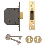PM552 5 Lever Mortice Deadlock 67mm 2.5in Polished Brass