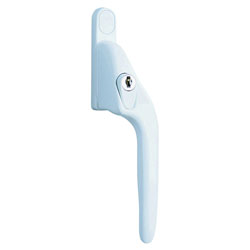 White Offset Locking PVCu Window Handle Left