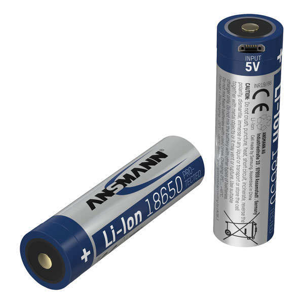  1307-0003 Li-Ion 18650 Battery 3.6V 3400mAh with Micro USB