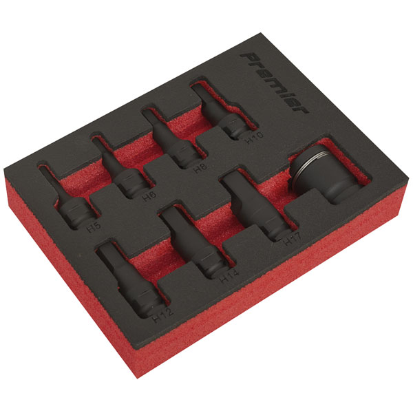 Sealey AK5620 Impact Hex Socket Bit Set 8pc 3/8"Sq Drive