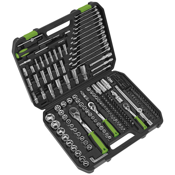 Siegen S01212 Socket Set 219pc 1/4", 3/8" & 1/2"Sq Drive WallDrive...