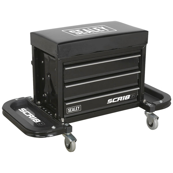  SCR18B Mechanic's Utility Seat & Toolbox - Black