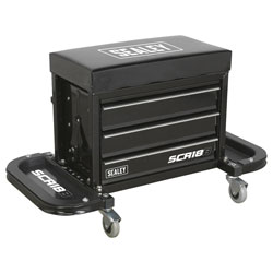 Mechanic's Utility Seat & Toolbox - Black