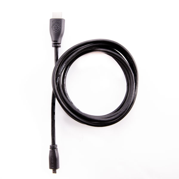 Image of Raspberry Pi 4 Model B HDMI Cable, Micro HDMI To HDMI, 1m, Black