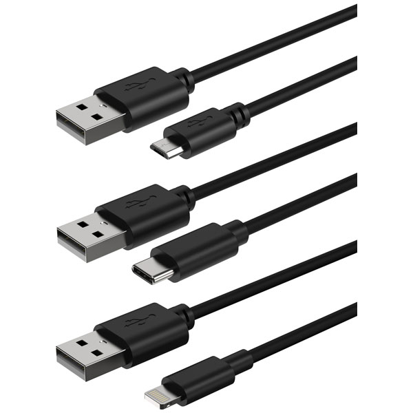  1700-0129 Black Charging Cable USB A to Micro USB 1M length