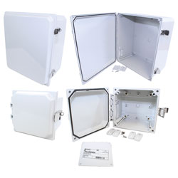 IP66 Type 4X Polycarbonate Junction Box Hinged Lid Snap Latch & Inner Panel