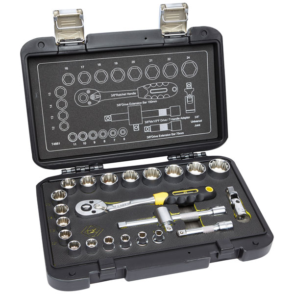  T4661 Socket Set, 3/8", 23 pcs