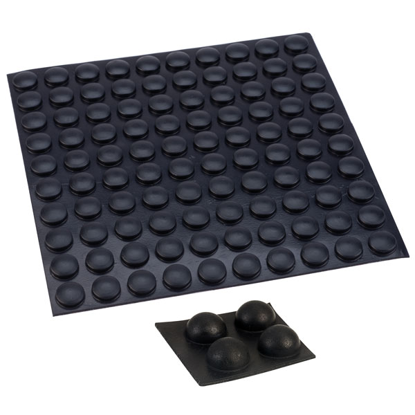  310031 Round Rubber Feet 9.9 x 4.0 x 3.0 - Black - Sheet Of 100