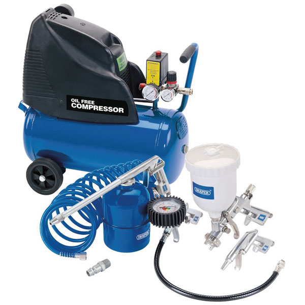 Draper 25936 Oil Free 24L Comp.+ 5pc Air Kit
