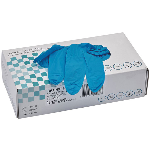  30927 Blue Nitrile Gloves - Size Medium (Box of 100)