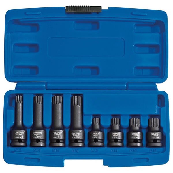Draper Expert 49460 1/2" Sq. Dr. Tamper Proof Impact Spline Set (8...